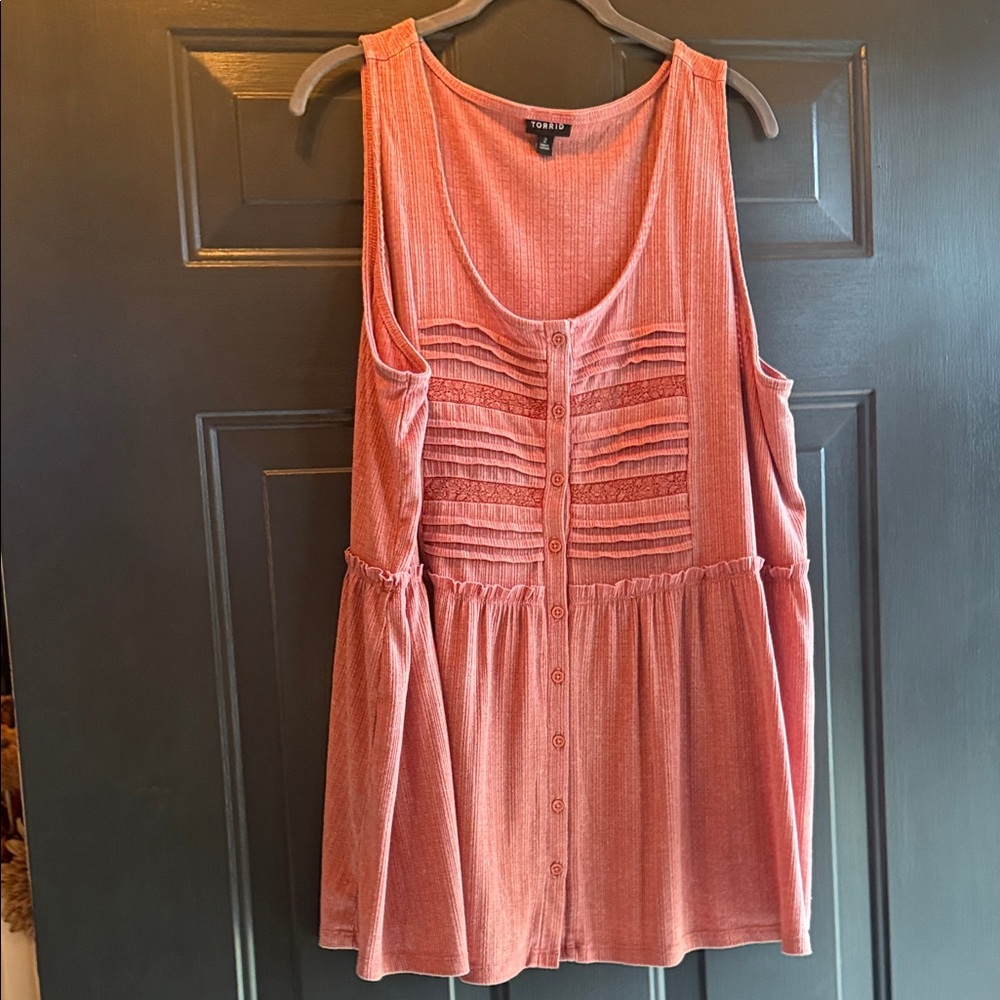 Elegant Sleeveless Coral Blouse